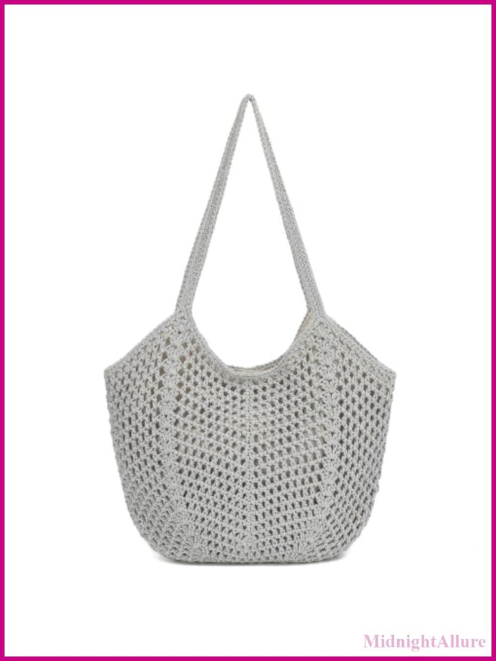 Crochet Tote Bag Cotton Woven Beach Purse Handmade Boho Summer Handbag